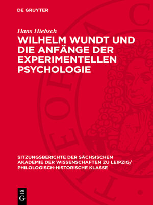 cover image of Wilhelm Wundt und die Anfänge der experimentellen Psychologie